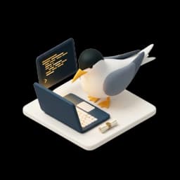 The Transita tern working at a laptop showing code.